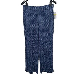 Kim Rogers Medium Pants Soft Pull On Wide Leg Printed Palazzo BOHO Casual NEW